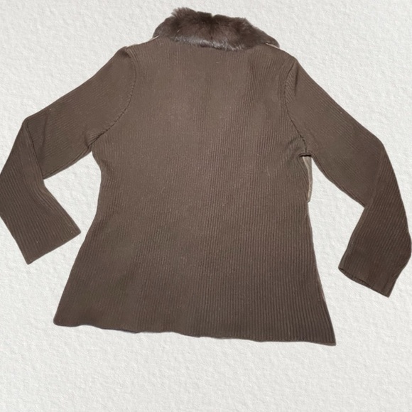 Vintage Suede Rabbit Brown Sweater Jacket - Picture 4 of 7